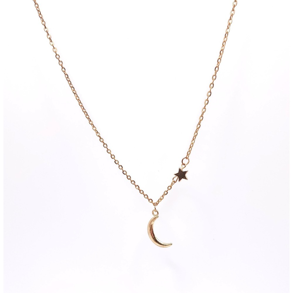 Gold Moon Star Celestial Necklace
